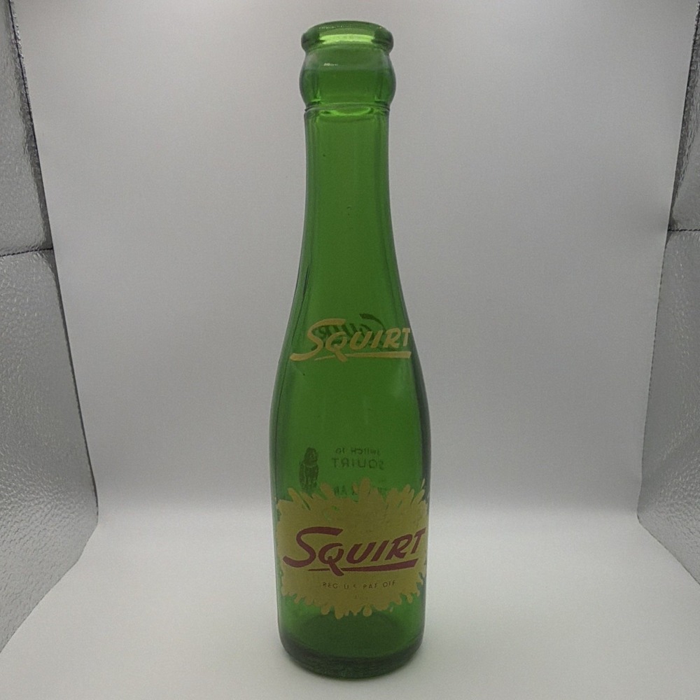 Squirt Vintage Green Glass Soda Advertising Bottle - Green Glass Soda Bottle